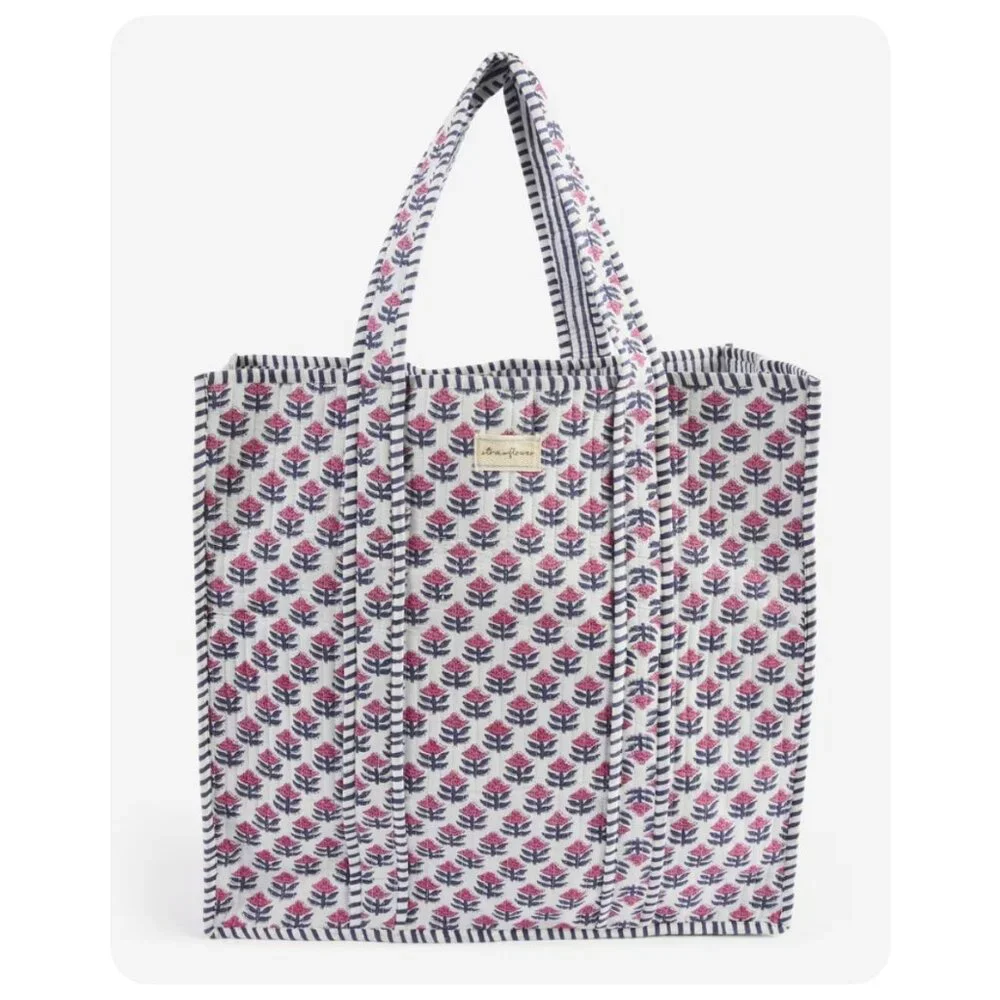 NWT Strawflower Shea Quilted Block Print Tote Bag